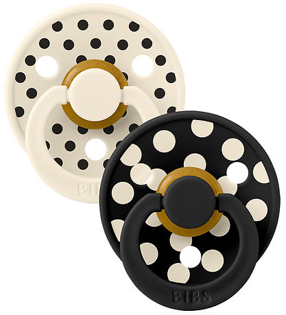 BIBS Colour Pacifiers - Size 1 - Round - 2-Pack - Ivory/Black