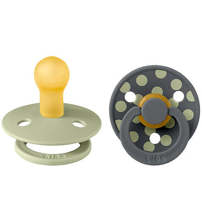 BIBS Colour Pacifiers - Size 1 - Round - 2-Pack - Sage/Iron
