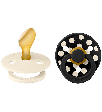 BIBS Colour Pacifiers - Size 2 - Anatomical - 2-Pack - Ivory/Bla