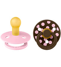 BIBS Colour Pacifiers - Size 1 - Round - 2-Pack - Baby Pink/Mocc
