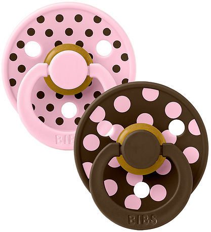 BIBS 색상 노리개젖꼭지 - 스트링 1 - 원형 - 2개입 - 베이비 핑크/모카
