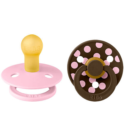 BIBS 색상 노리개젖꼭지 - 스트링 1 - 원형 - 2개입 - 베이비 핑크/모카