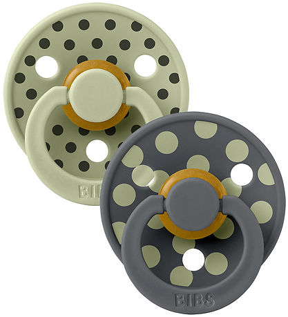 BIBS Colour Pacifiers - Size 2 - Round - 2-Pack - Sage/Iron