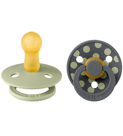 BIBS Colour Pacifiers - Size 2 - Round - 2-Pack - Sage/Iron