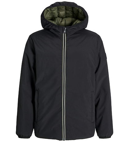Jack & Jones Puffer Jacket - JjeBrook - Reversible - Black/Olive