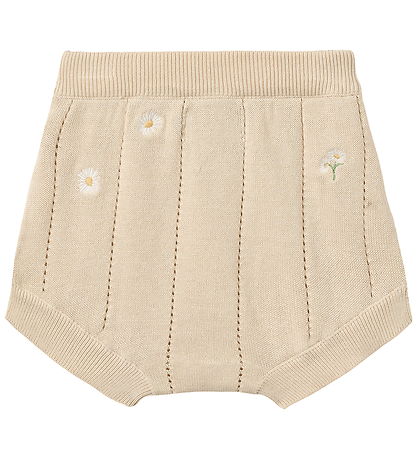 Wheat Shorts - Knitted - Sandshell White flowers