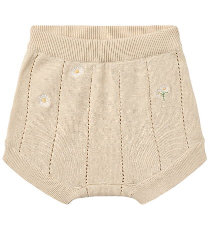 Wheat Shorts - Knitted - Sandshell White flowers