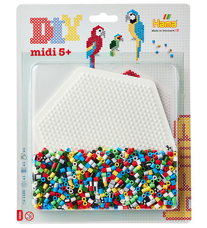 Hama Midi Beads - 1100 pcs - Large Hexagon - Parrots