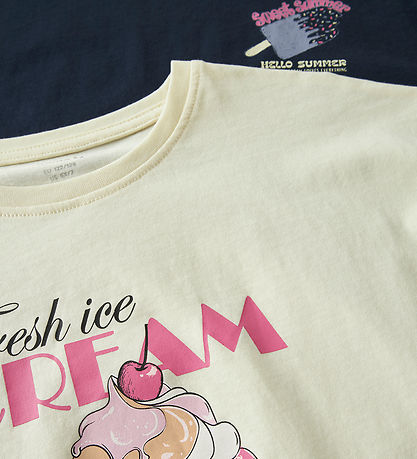 Name It T-shirt - NkfViolet - 2-pack - Marinblå Blazer/Pear Sorb