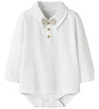 Name It Romper l/s - NbmNoller - Bright White/Bowtie Chateau Gre