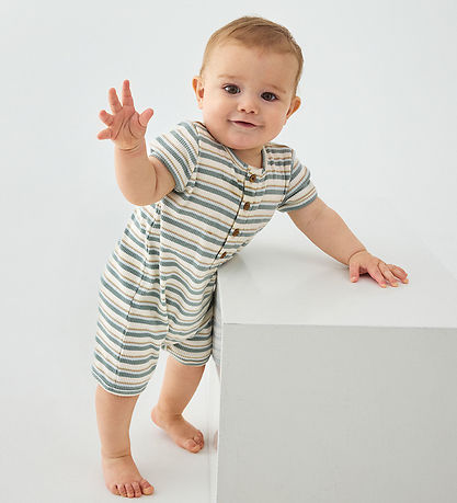 Minymo 여름용 롬퍼 - 갈비뼈 - 연잎