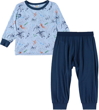 Joha Pyjama Set - Bamboo - Blue w. Sea animals