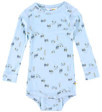 Joha Bodysuit l/s - Bamboo - Light Blue w. Tractors