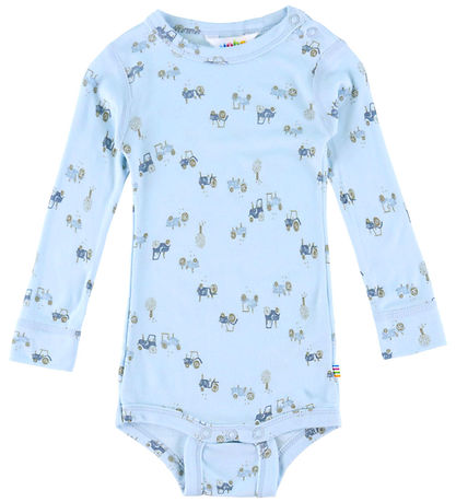 Joha Romper l/s - Bamboe - Lichtblauw m. Tractors