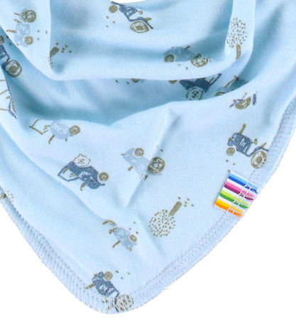 Joha Babylätzchen - Bambus - Hellblau m. Traktoren