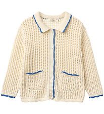 Copenhagen Color Cardigan - Crochet - Cream/Ocean Blue
