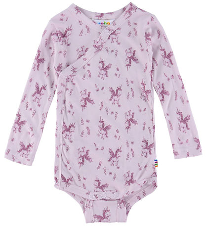 Joha Wrap Bodysuit l/s - Bamboo - Pink w. Unicorns