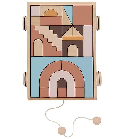 Jouet Wagon OYOY - Rainbow av. Blocs de Construction - Naturel Jouet Wagon OYOY - Rainbow av. Blocs de Construction - Naturel