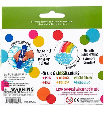 Ooly Jumbo Tuschen - Chunkies Paint Sticks - 6 st. - Bunt
