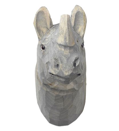 ferm Living Wall Hook - Hand-carved Wood - 9.5x9.5x5 cm - Rhino
