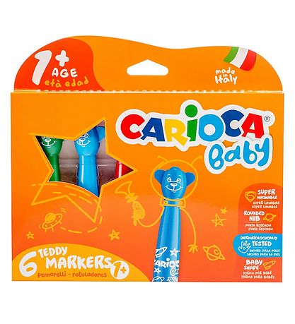 Carioca Teddy Markers - 6 pcs - Multicoloured Carioca Teddy Markers - 6 pcs - Multicoloured