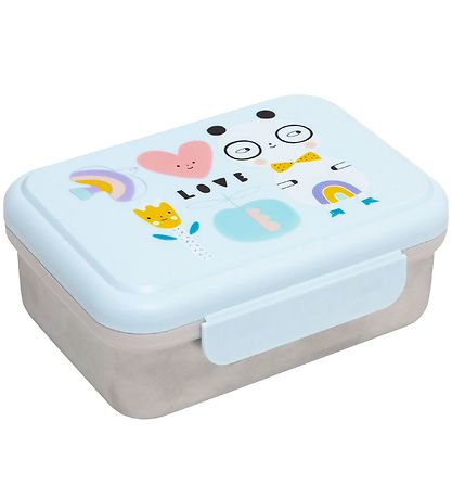 Petit Monkey Lunchbox - Stainless Steel - Panda Love - Blue Petit Monkey Lunchbox - Stainless Steel - Panda Love - Blue