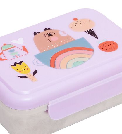 Petit Monkey Lunchbox - Stainless Steel - Apple Of My Eye - Purp Petit Monkey Lunchbox - Stainless Steel - Apple Of My Eye - Purp