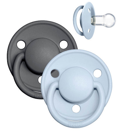 BIBS De Lux Spenen - 2-pack - Rond - Iron/Baby Blue