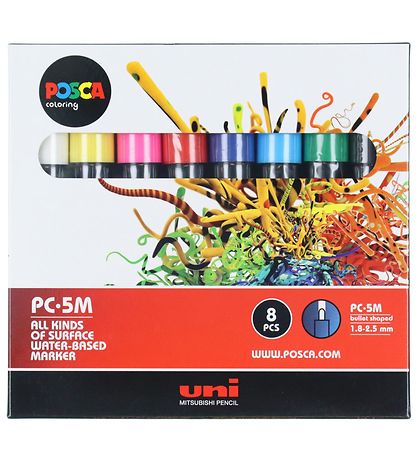Posca Markers - PC-5M - 8 pcs - Multicolour Posca Markers - PC-5M - 8 pcs - Multicolour