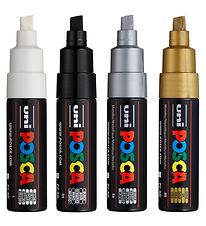 Posca Markers - PC-8K - 4 pcs - Black/White/Metallic Posca Markers - PC-8K - 4 pcs - Black/White/Metallic