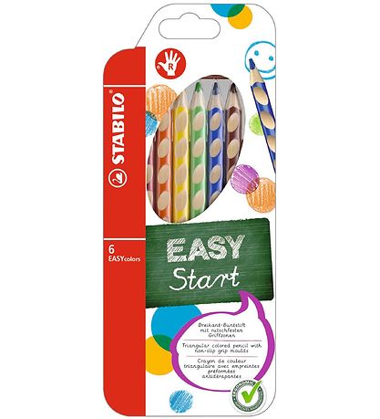 Crayons de couleur Stabilo - EasyColors - Droite - 6 pces - Mult