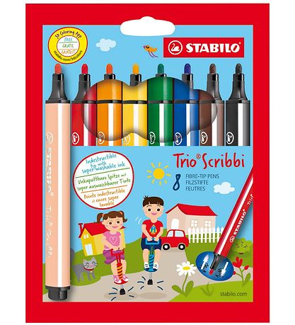 Stabilo Markers - Trio Scribbi - 8 psc. - Multicolour Stabilo Markers - Trio Scribbi - 8 psc. - Multicolour