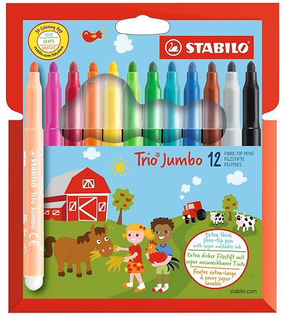Stabilo Tuschpennor - Trio Jumbo - 12 st. - Flerfärgad