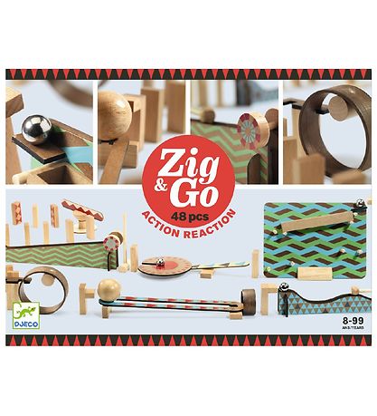 Djeco Kúlubraut - 48 Partar - Zig & Go - Viður Djeco Kúlubraut - 48 Partar - Zig & Go - Viður