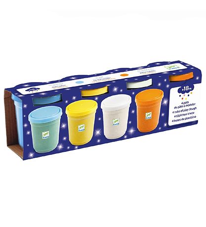 Djeco Play Dough - 4 pcs. - Multicolour w. Glitter Djeco Play Dough - 4 pcs. - Multicolour w. Glitter