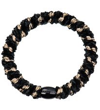 Kknekki Hair Tie - Black/Gold Velvet w. Glitter