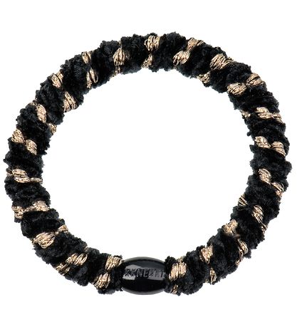 Kknekki Hair Tie - Black/Gold Velvet w. Glitter