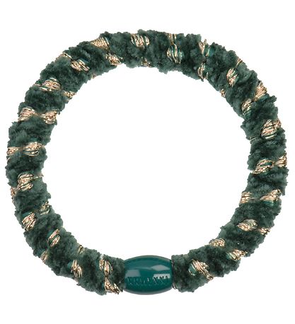 Kknekki Hair Tie - Green/Gold Velvet w. Glitter