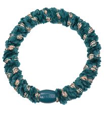 Kknekki Hair Tie - Petrol/Gold Velvet w. Glitter