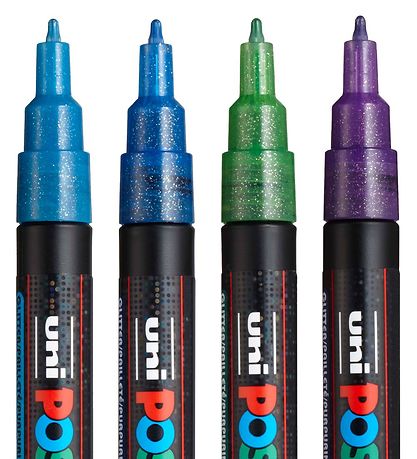 Posca Tuschen - PC-3ML - 4 st. - Blau/Grün/Violett m. Glitzer
