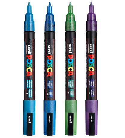 Posca Markers - PC-3ML - 4 pcs. - Blue/Green/Violet w. Glitter Posca Markers - PC-3ML - 4 pcs. - Blue/Green/Violet w. Glitter