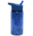 Petit Monkey Water Bottle w. Straw - 300 ml - Glitter Night Blue Petit Monkey Water Bottle w. Straw - 300 ml - Glitter Night Blue