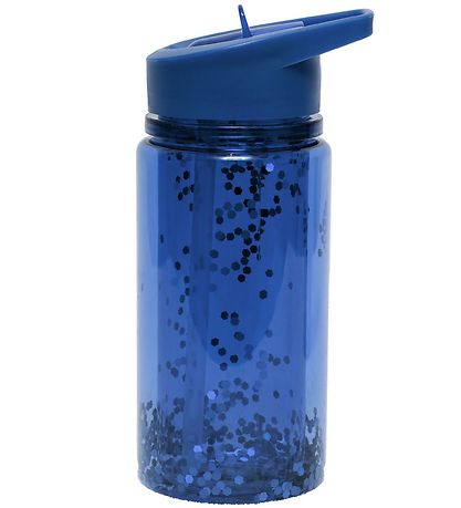 Petit Monkey Water Bottle w. Straw - 300 ml - Glitter Night Blue Petit Monkey Water Bottle w. Straw - 300 ml - Glitter Night Blue