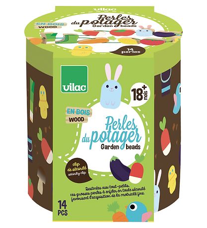 Vilac Wooden Beads - 14 Parts - Vegetables Vilac Wooden Beads - 14 Parts - Vegetables