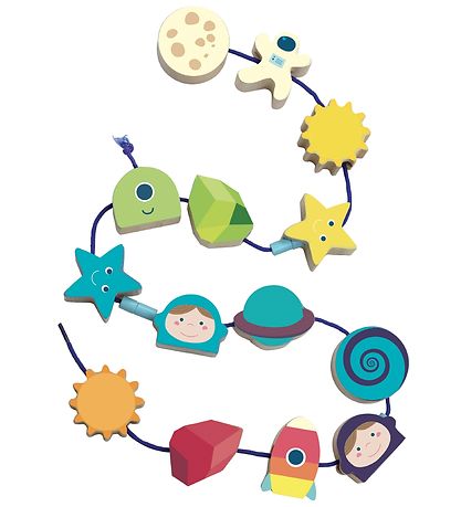 Vilac Wooden Beads - 14 Parts - The Space & Stars Vilac Wooden Beads - 14 Parts - The Space & Stars