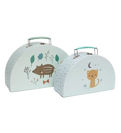 Petit Monkey Suitcase Set - 2 pcs. - Mint green Petit Monkey Suitcase Set - 2 pcs. - Mint green