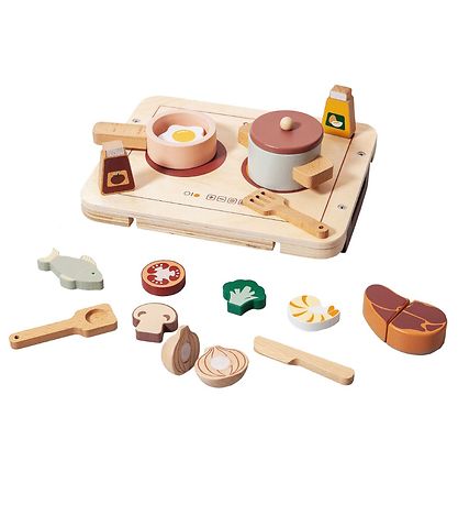 Petit Monkey Toy Kitchen - 17 Parts - Wood Petit Monkey Toy Kitchen - 17 Parts - Wood