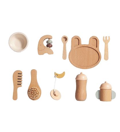 Petit Monkey Dúkku matastell - 10 Partar - Viður Petit Monkey Dúkku matastell - 10 Partar - Viður