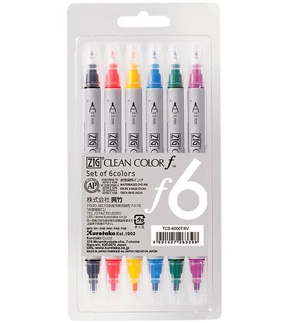 Zig Markers - Clean Colour Pen - 6 pcs Zig Markers - Clean Colour Pen - 6 pcs