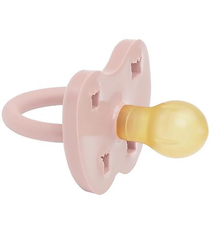Hevea Pacifier - 0-3 Mths. - Natural Rubber - Powder Pink w. Flo